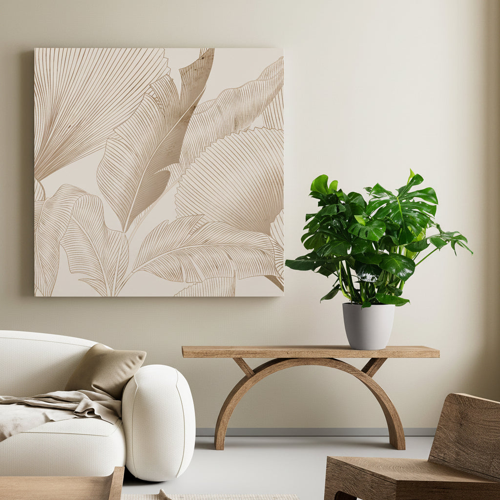 Young Monstera Deliciosa, Swiss Cheese in a 2-gallon decorative white pot for indoor use to amplify a wooden dining table or spacious desk.