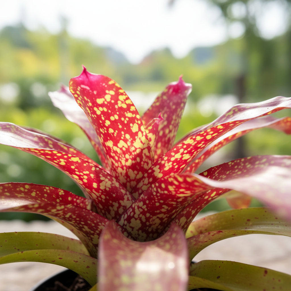 Bromeliad, Neoregelia Jenga close up