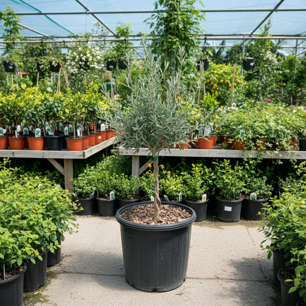 Braided Olive Tree Olea Europaea Potted tree in nursery 2gal