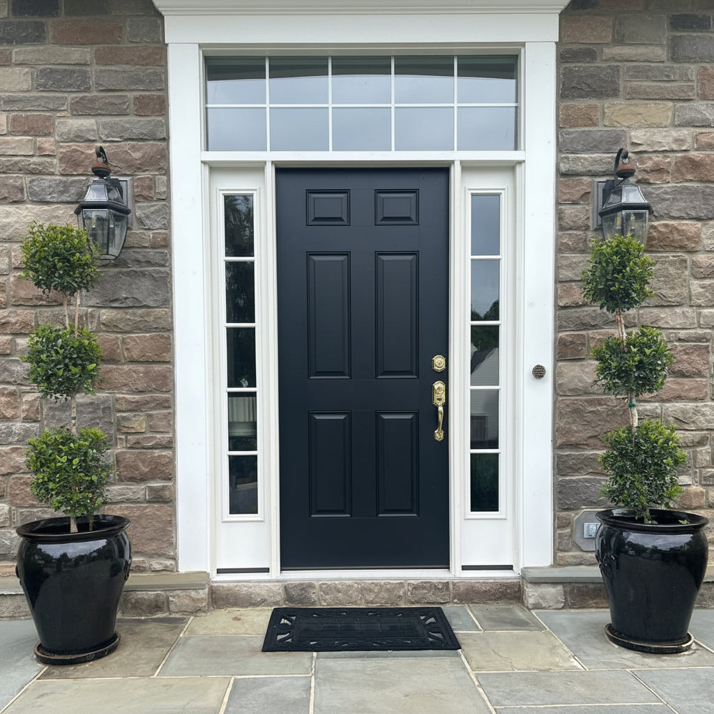 Topiary Eugenia 3-Ball Tree Form nursery container 5gal. dropped in deco stone container