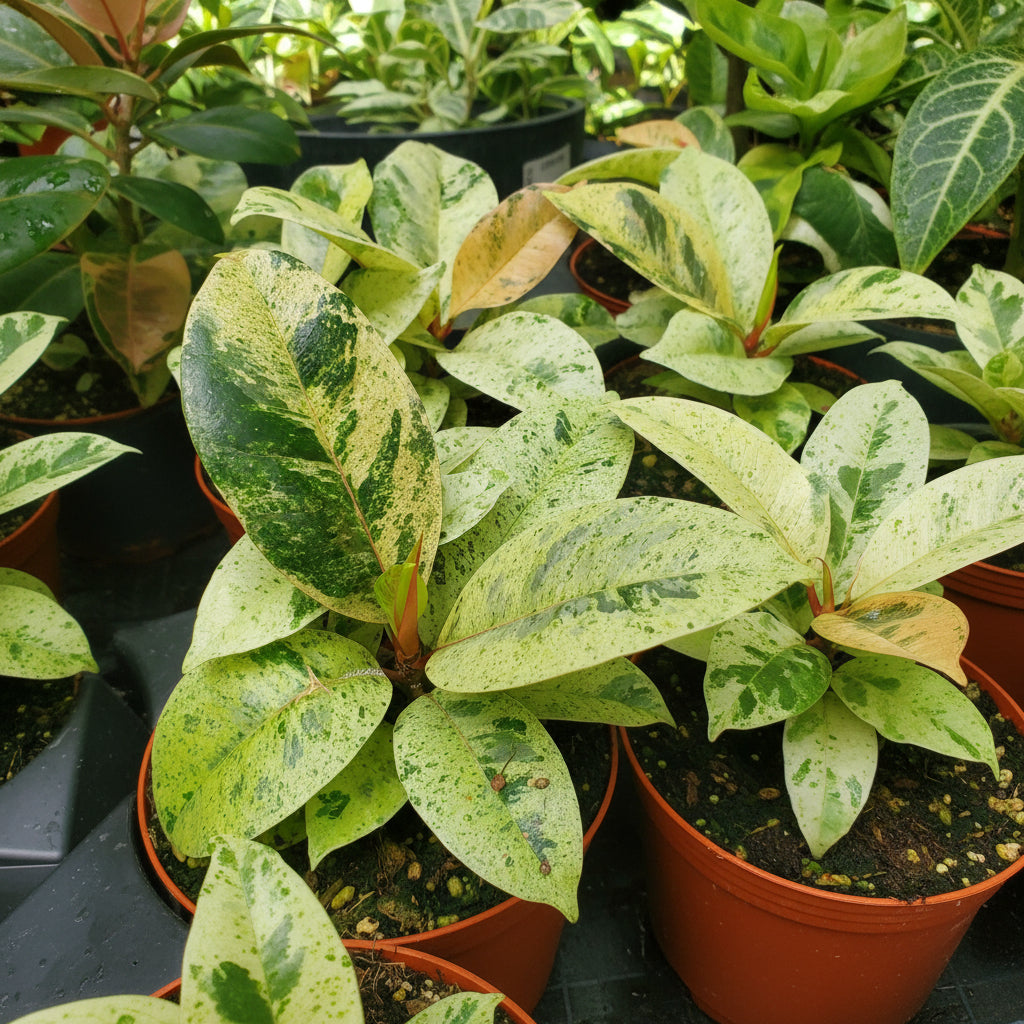 leaves of Ficus Shivereana Moonshine Bush