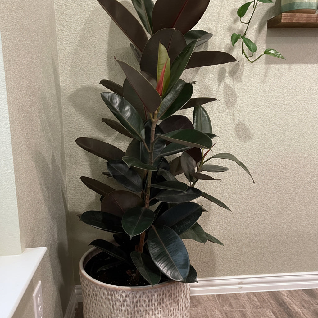 ficus burgundy bush form in living room