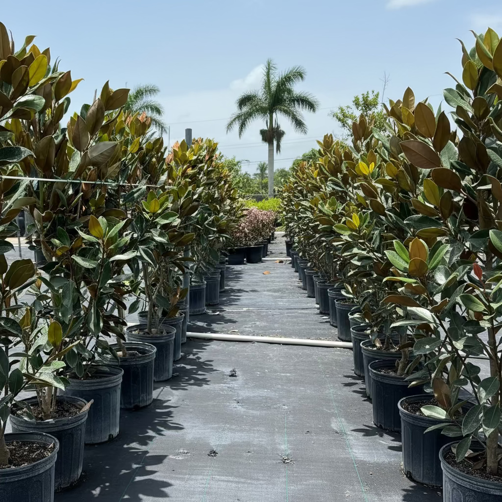 A close-up view of the lush canopy of a Magnolia Grandiflora &