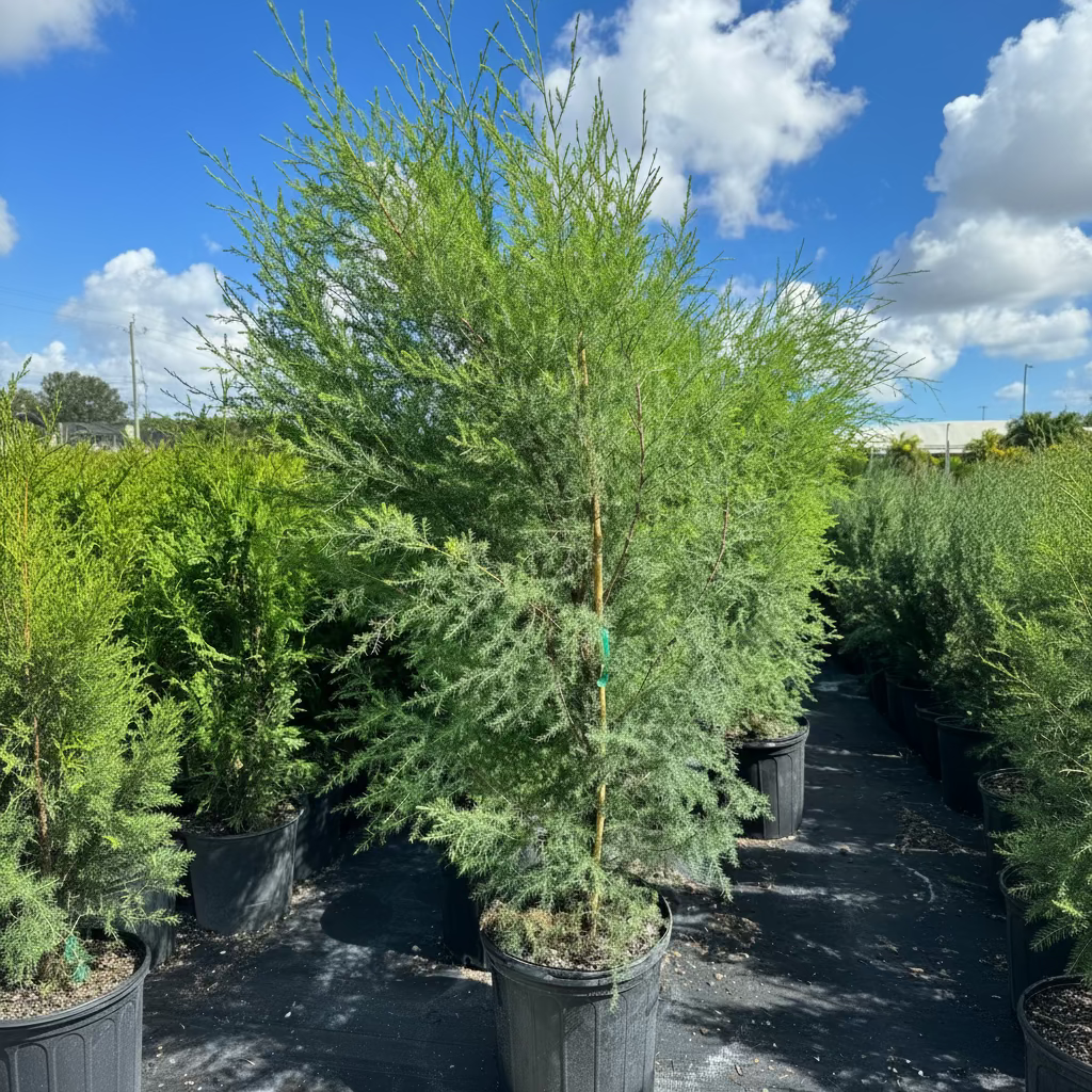 Southern Red Cedar, Juniperus silicicola outside in a pot