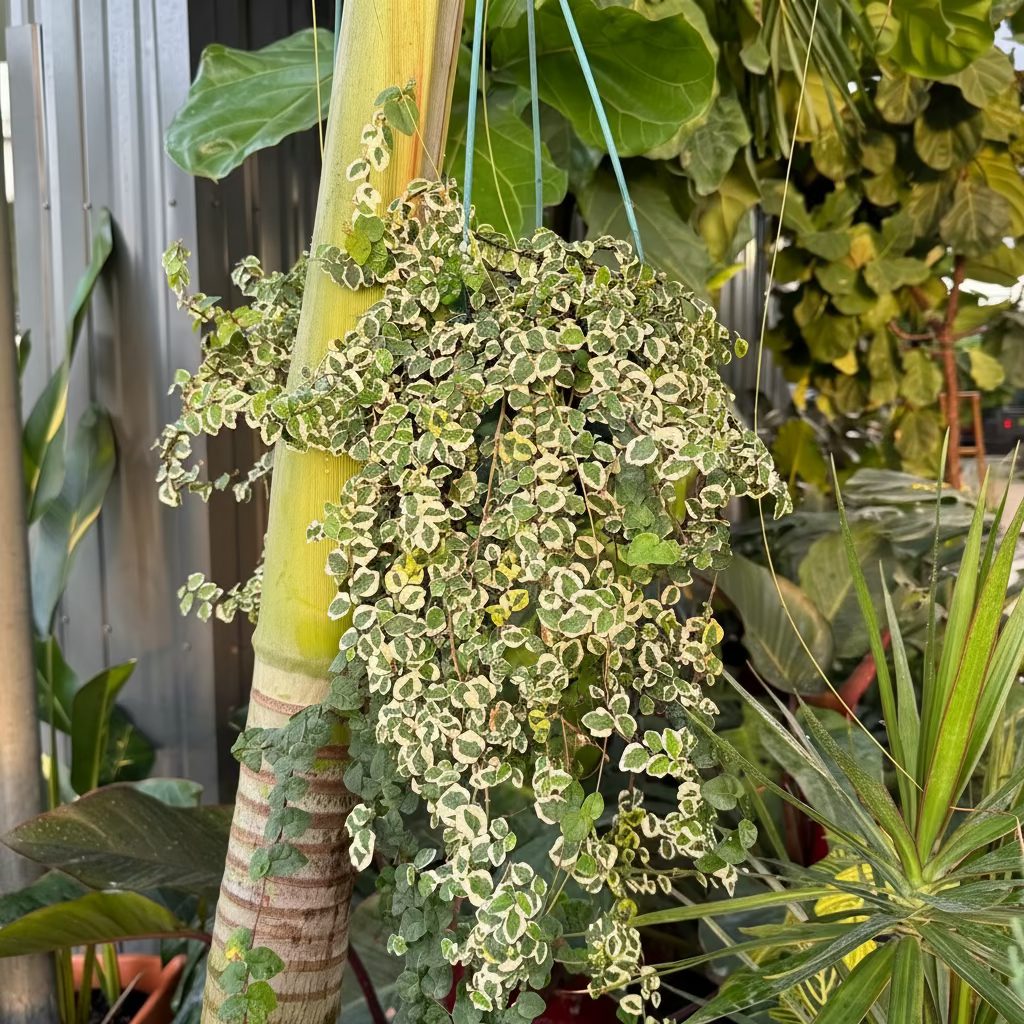 Ficus Pumila Variegated, Hanging Basket close view