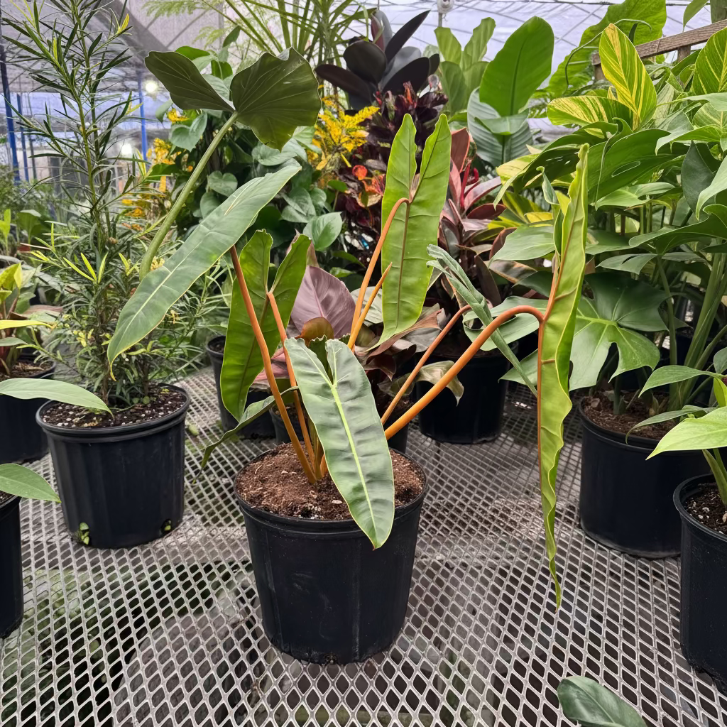 Philodendron billietiae in a black pot