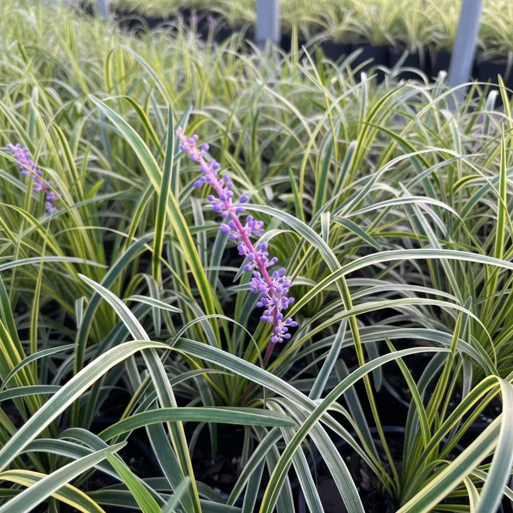 single flower of Liriope Muscari Variegated, Monkey Grass