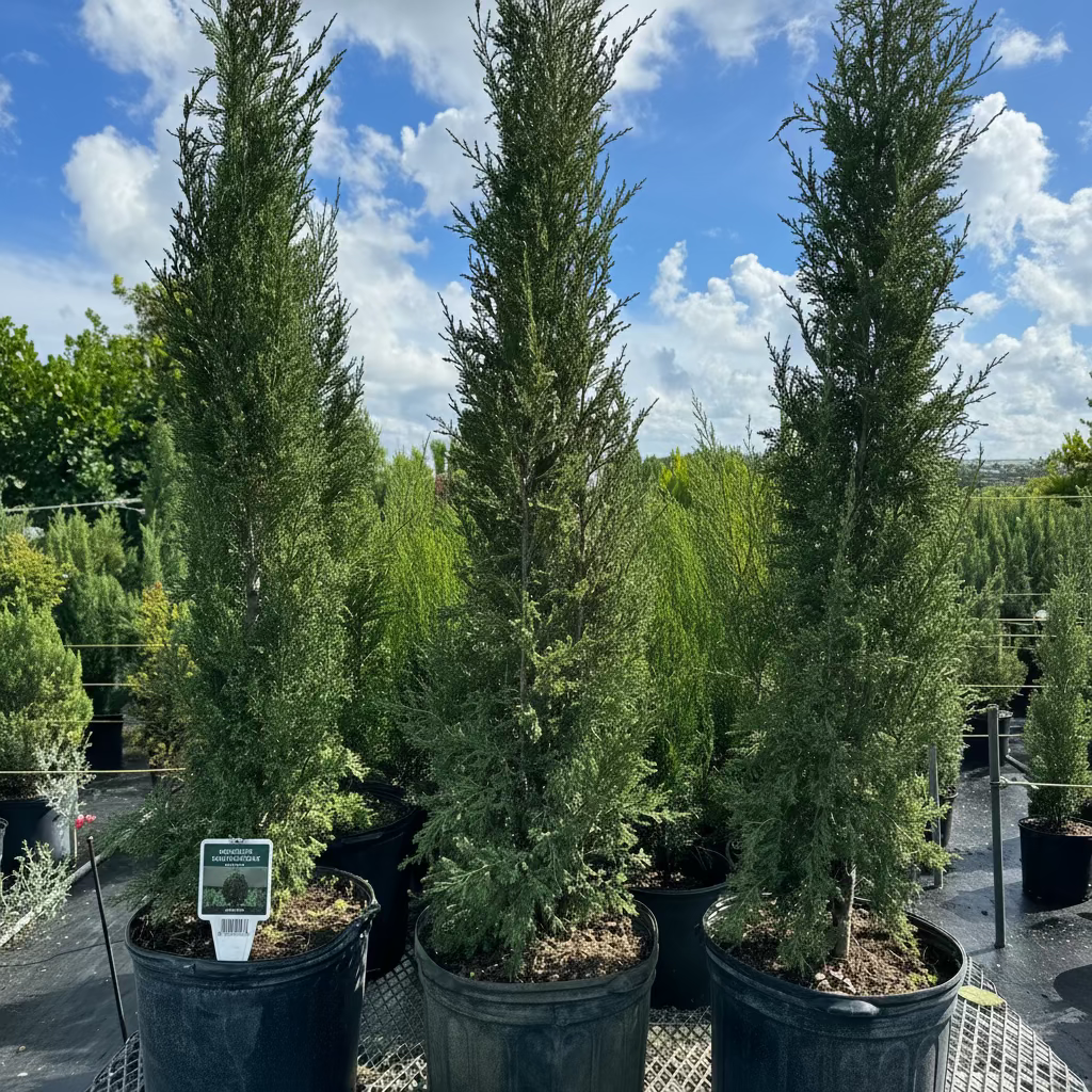 Taylor Juniper Tree, Eastern Red Cedar in a 7gal pot in rows