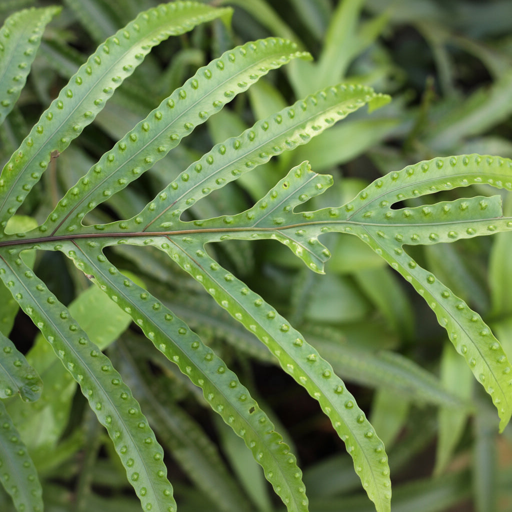 close view of Kangaroo Fern, Wart Fern