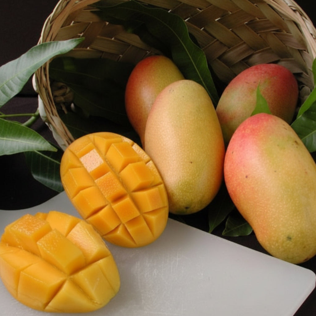 Mango tree fruit ripening in table