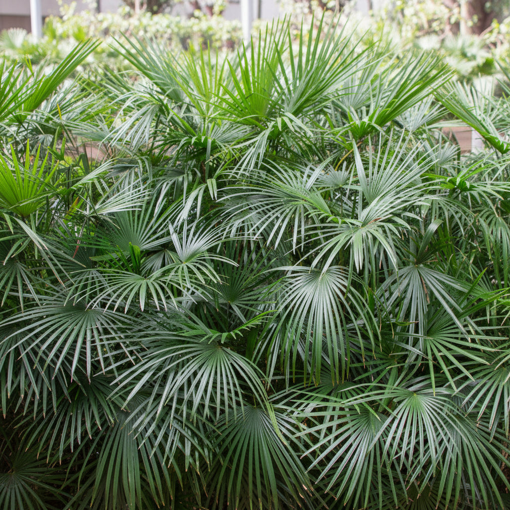 Needle Palm Tree, Cold Hardy Close-up of a palm plant with green leaves