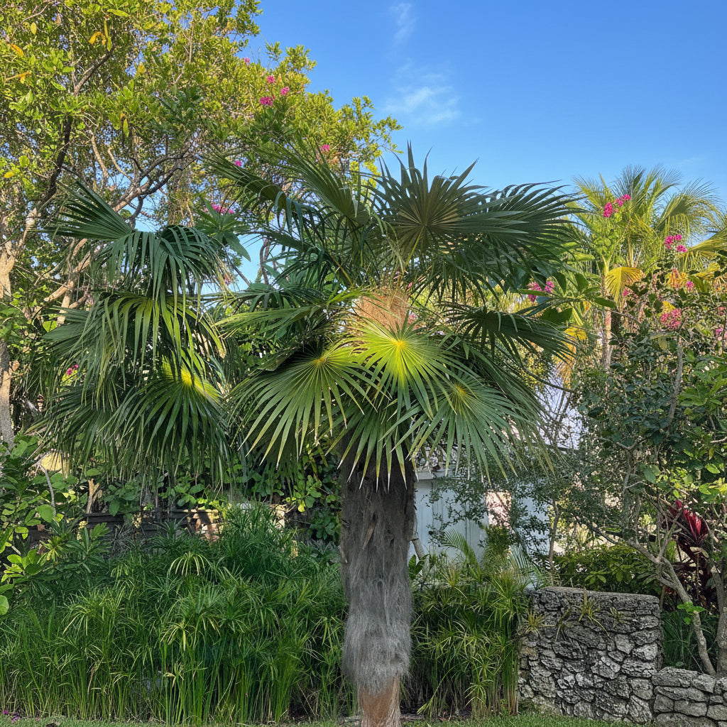 Old Man Palm, Rare and Exotic Palma Petate in a garden