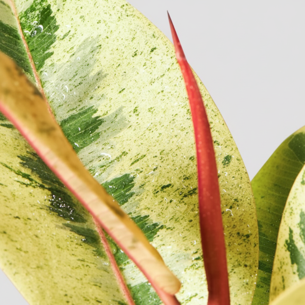 closeup view of Ficus Shivereana Moonshine Bush leaf