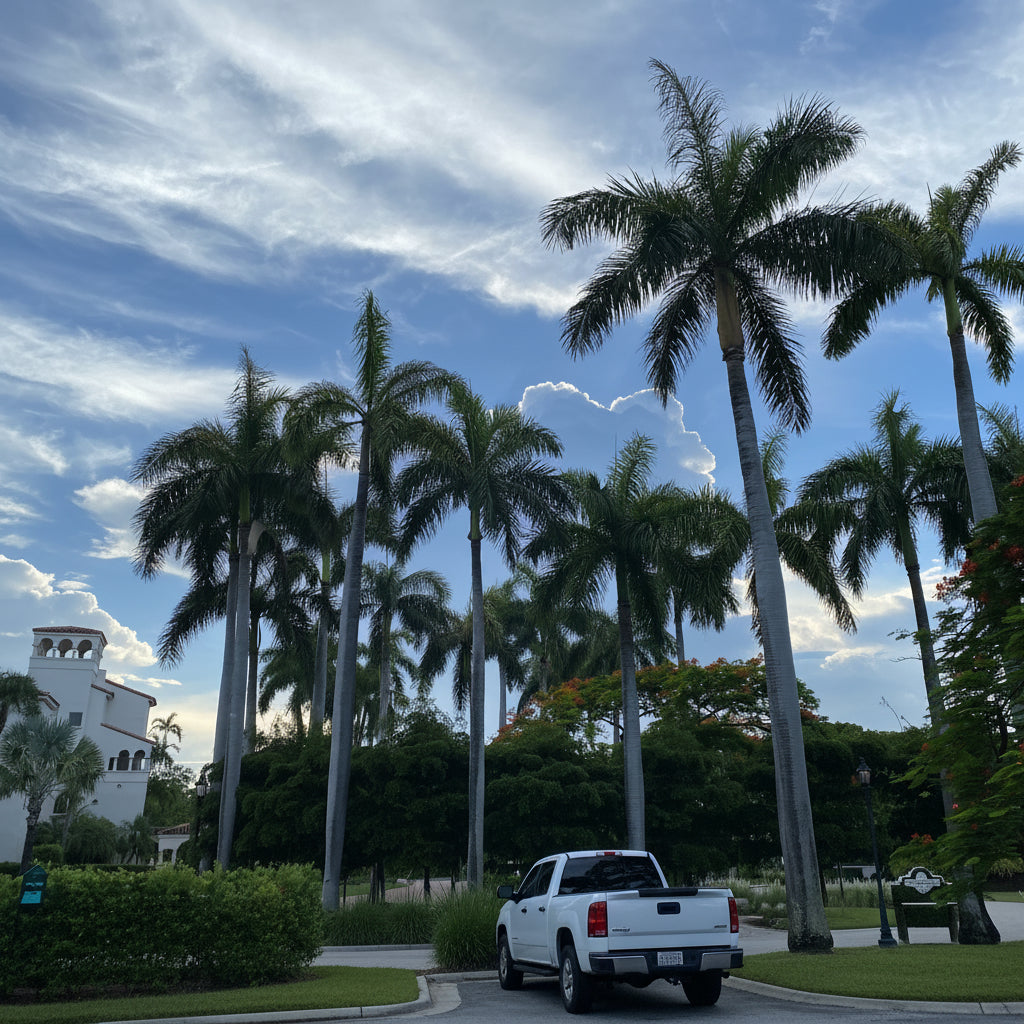 far view of Florida Royal Palm, Cuban Royal Palm