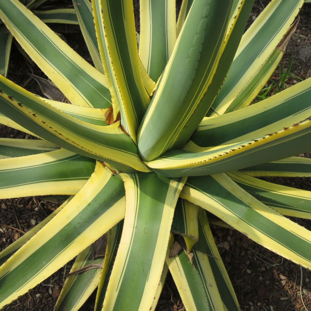 Agave Americana Marginata, Century Plant close up view leaf