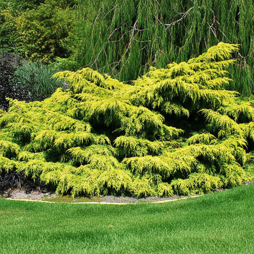 A close-up of Old Gold Juniper foliage.