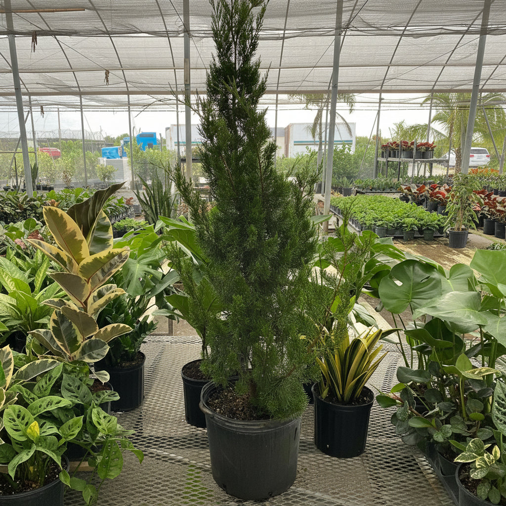 Spartan Juniper Tree, Juniperus chinensis Located at nursery in 5gal Pot