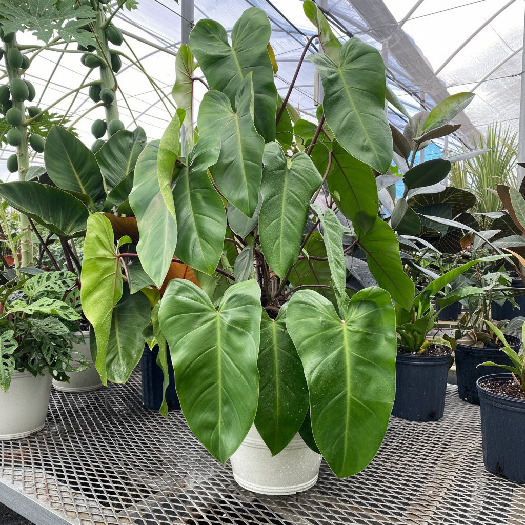 leaves of Philodendron Emerald Red in Trellis Exotic Vining Plants