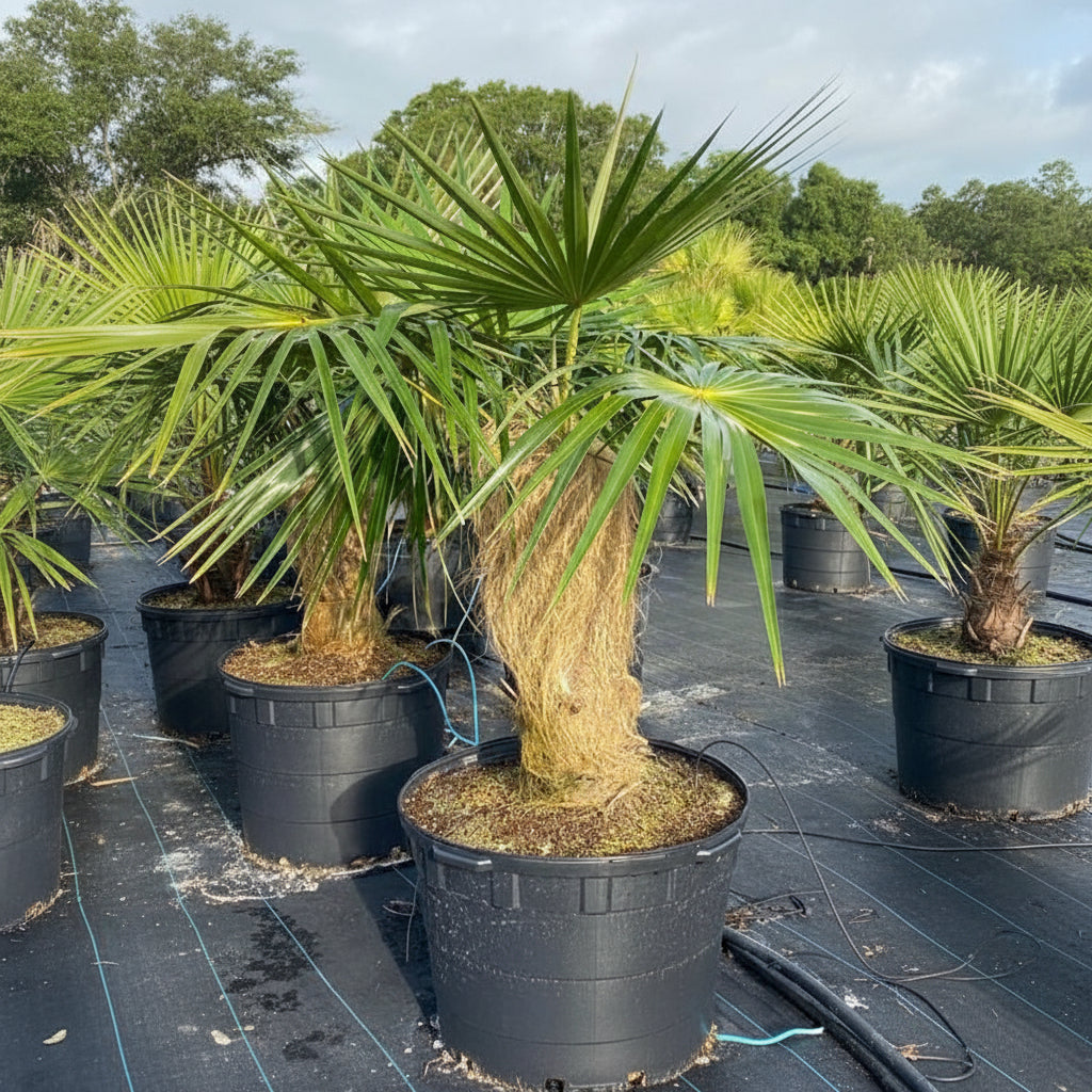 Old Man Palm, Rare and Exotic Palma Petate in a black pot