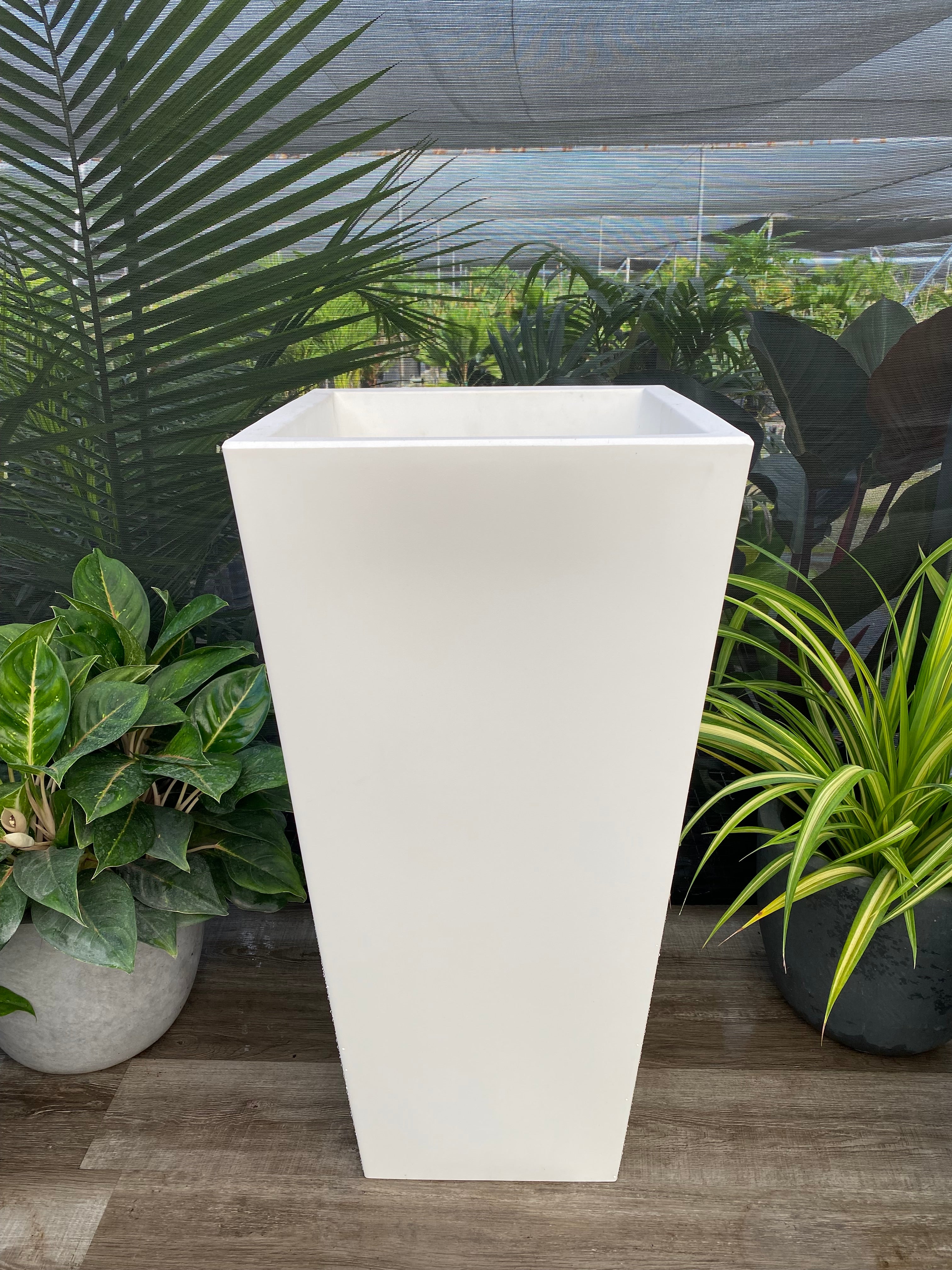 Tapered Square Planter with outlet Saucer