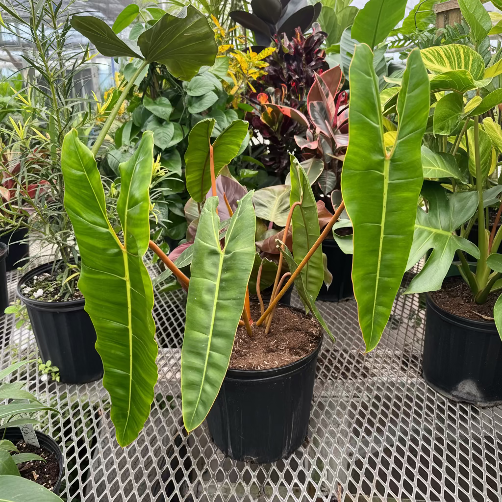 Philodendron billietiae in a black pot