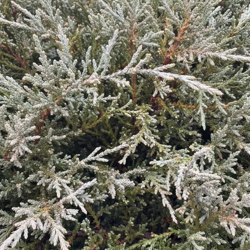 Bar Harbor Juniper Shrub, Compact Evergreen close of shrubs